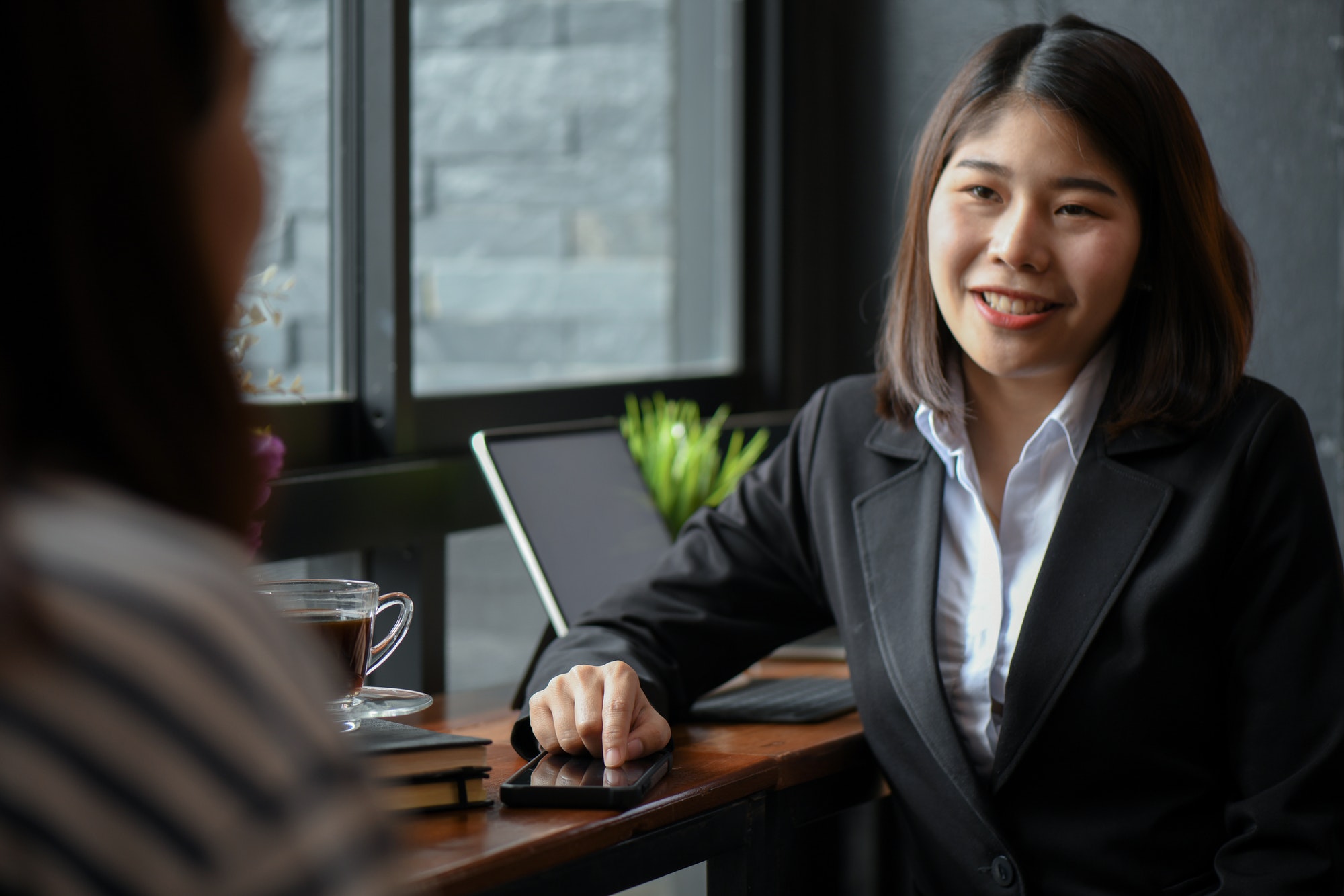 New staff young asian women are working in the office.